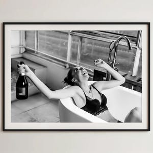 Woman in Bathtub Print: Feminist Art, Black and White Decor (Digital Download)