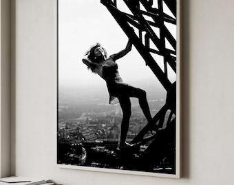 Tina Turner Eiffel Tower Black & White Print | Vintage Music Poster Wall Art | Retro Home Decor | Digital Download