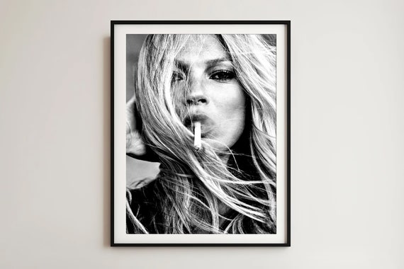 kate moss cigarette poster Fashion Poster, Black and White, Vintage Photo, Kate Moss Smoking Print, Feminist Choose from a range of sizes to find the best fit for your space SUPREME KATE MOSS POSTER FROM