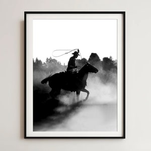Black and White Cowboy Print: Western Wall Art (Digitaler Download)