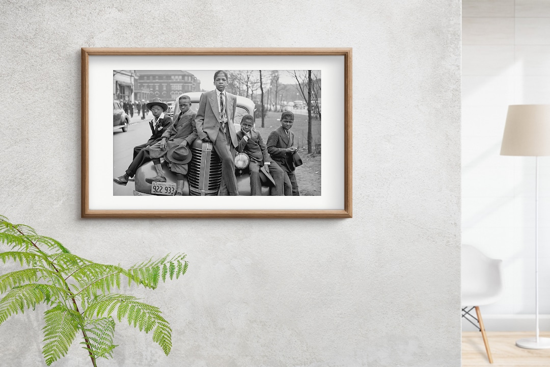 Negro Boys Poster - Black & White Artwork of Five Boys on Car, South ...
