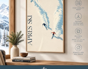 Après Ski Wall Art, Retro Alpine Ski Poster, Minimalist Winter Print