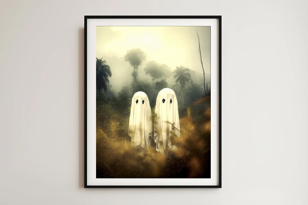 Vintage Halloween Ghost Art Print, Spooky Whimsical Decor (digital ...