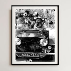 Brigitte Bardot met honden - vintage zwart-witfoto (digitale download)