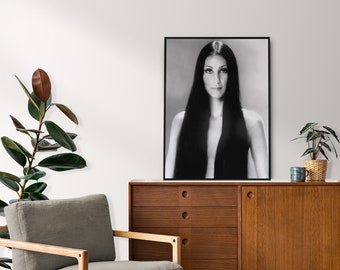 Vintage Cher Poster: Black & White Feminist Music Decor (Digital Download)