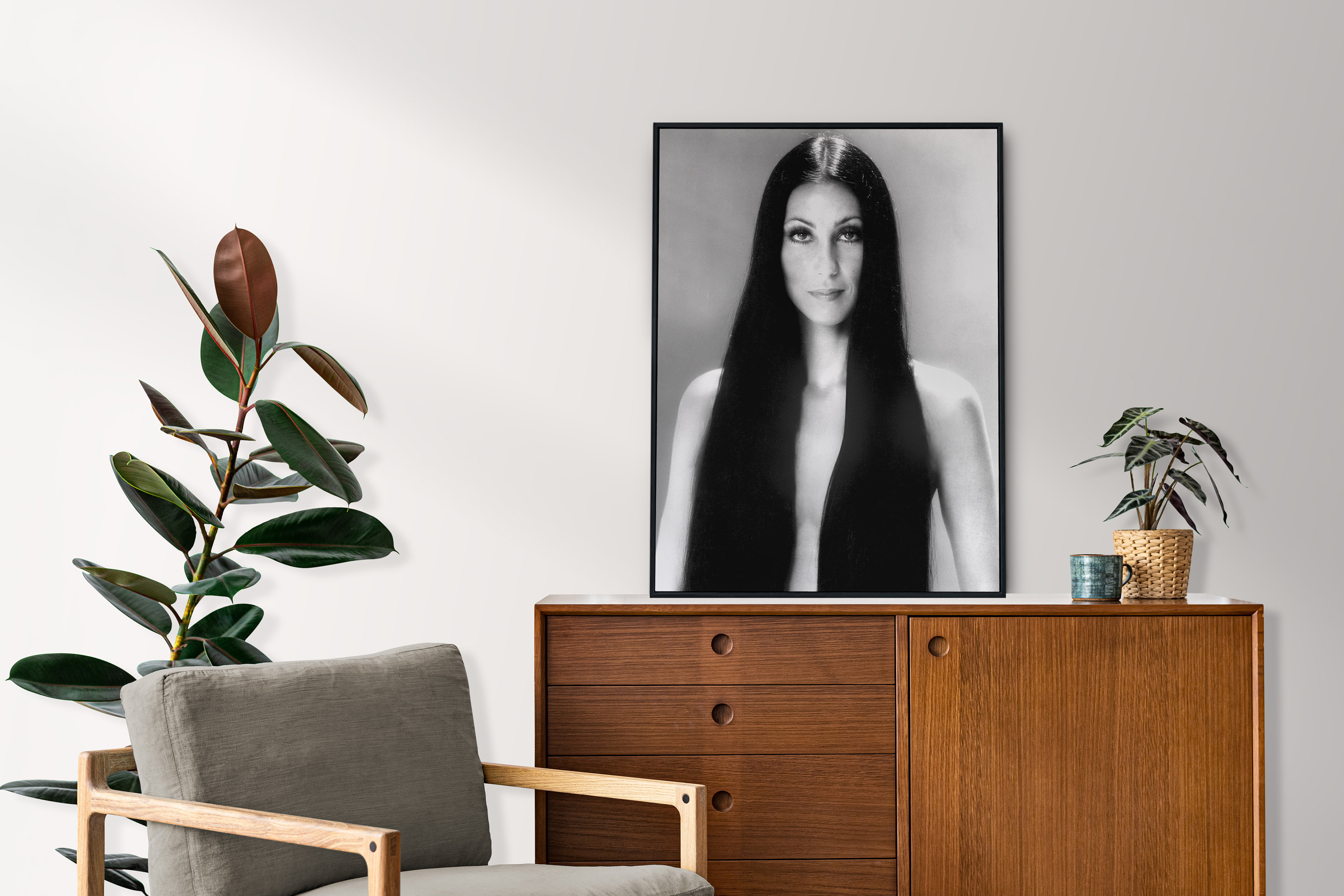 Vintage Cher Photo Poster: Black and White Feminist Wall Art