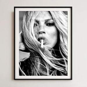 Kate Moss Poster | Feministische Wandkunst, Schwarz-Weiß-Drucke, Modedruck, weibliche Kunst, modernes Dekor für Frauen