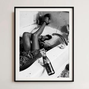 Feminist Art Print: Woman in Bathtub with Wine (Digital Download)