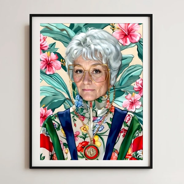 Sophia - Sophia Petrillo - Acrylic Painting - Estelle Getty - Art Print - Golden Girls - Tropical - Golden Girls Sophia - 80s Art - Fashion