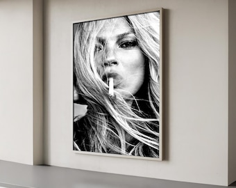 Black and White Fashion Model Printable Wall Art, Editorial Glam Portrait Photo, Chic Modern Decor, Vogue Style Poster, Instant Download