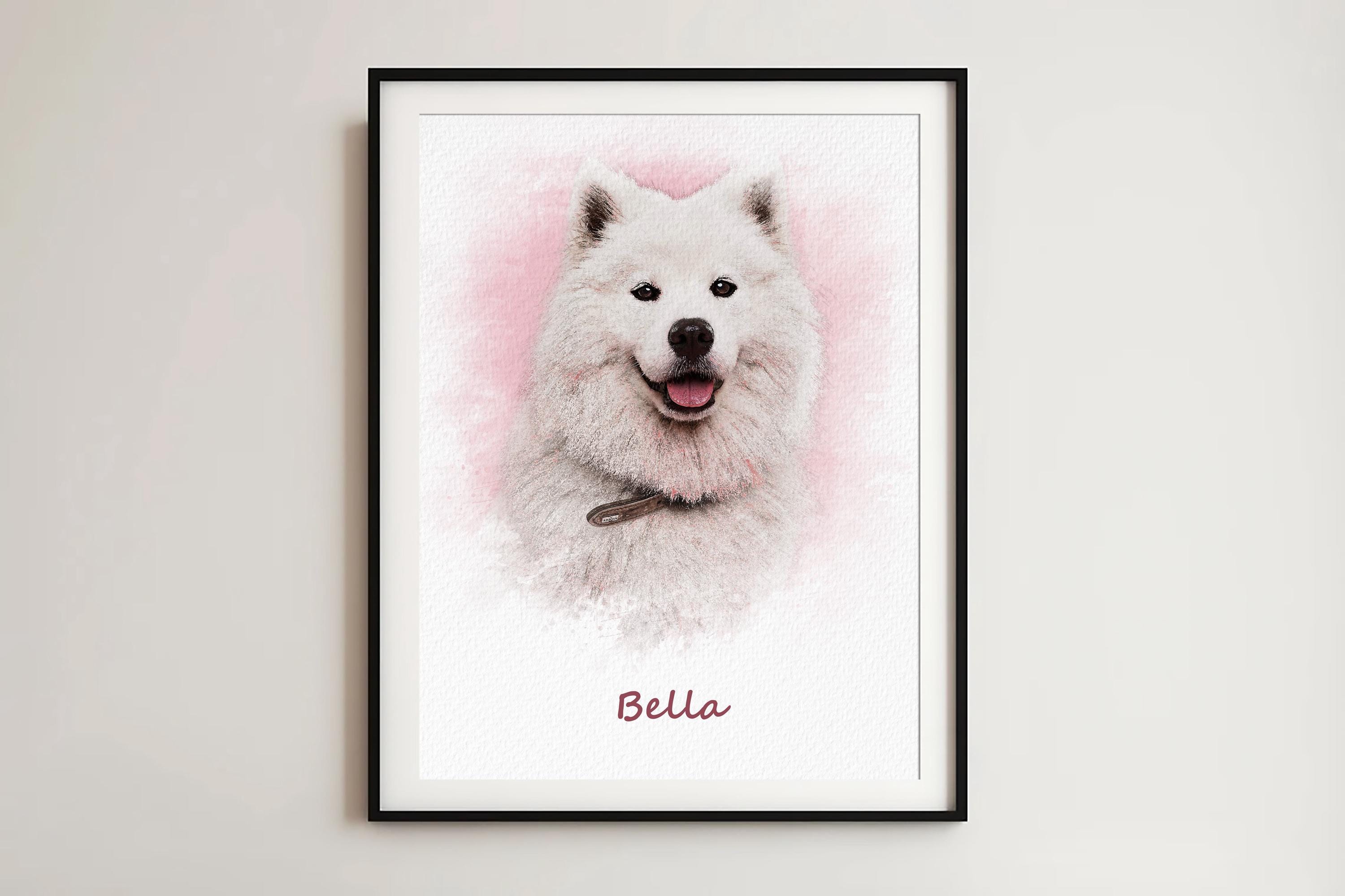 カスタム水彩画ペットポートレート：ユニークな犬のアート（デジタル