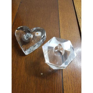 Blenko Handmade Candle Holder Heart And Unbranded Hexagon Crystal Candle Holder