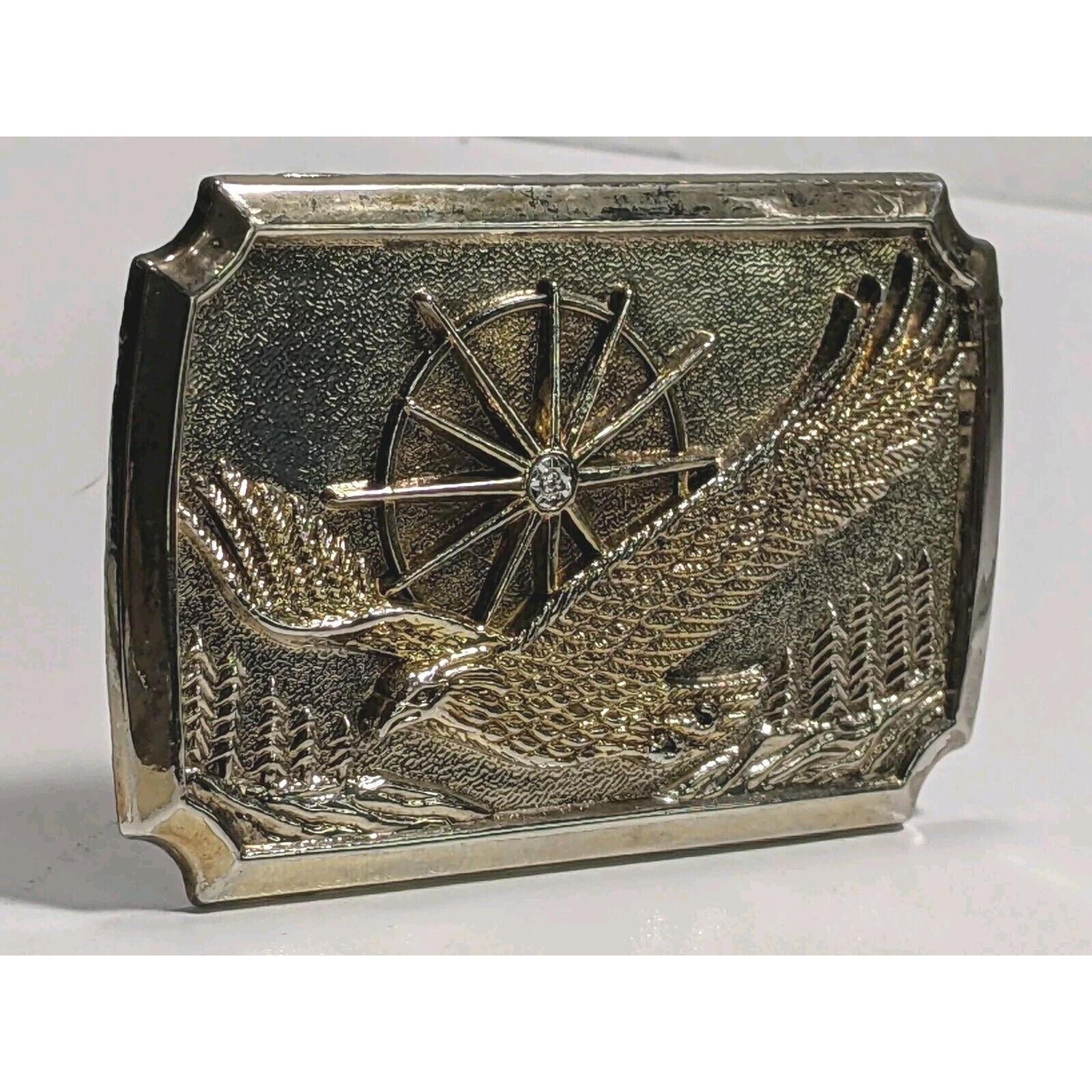 American Eagle Belt Buckle 24K Gold Plate Diamond Belt Buckle #32120 1980s