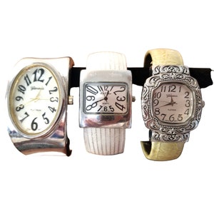 Vintage Geneva Platinum And DaVinci Watches Lot 3 Cuff Style New Batteries