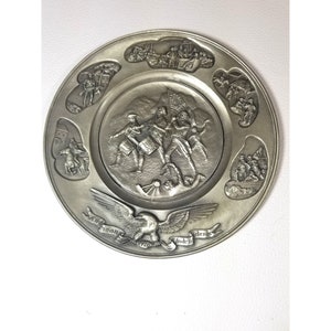 Vtg Hudson Pewter Bicentennial Commemorative Plate Spirit of 76 & 5 Vignettes 9&quot;