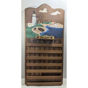 Vintage 1994 Forever Heart Calendars Brand Wooden Perpetual Calendar- Seaside