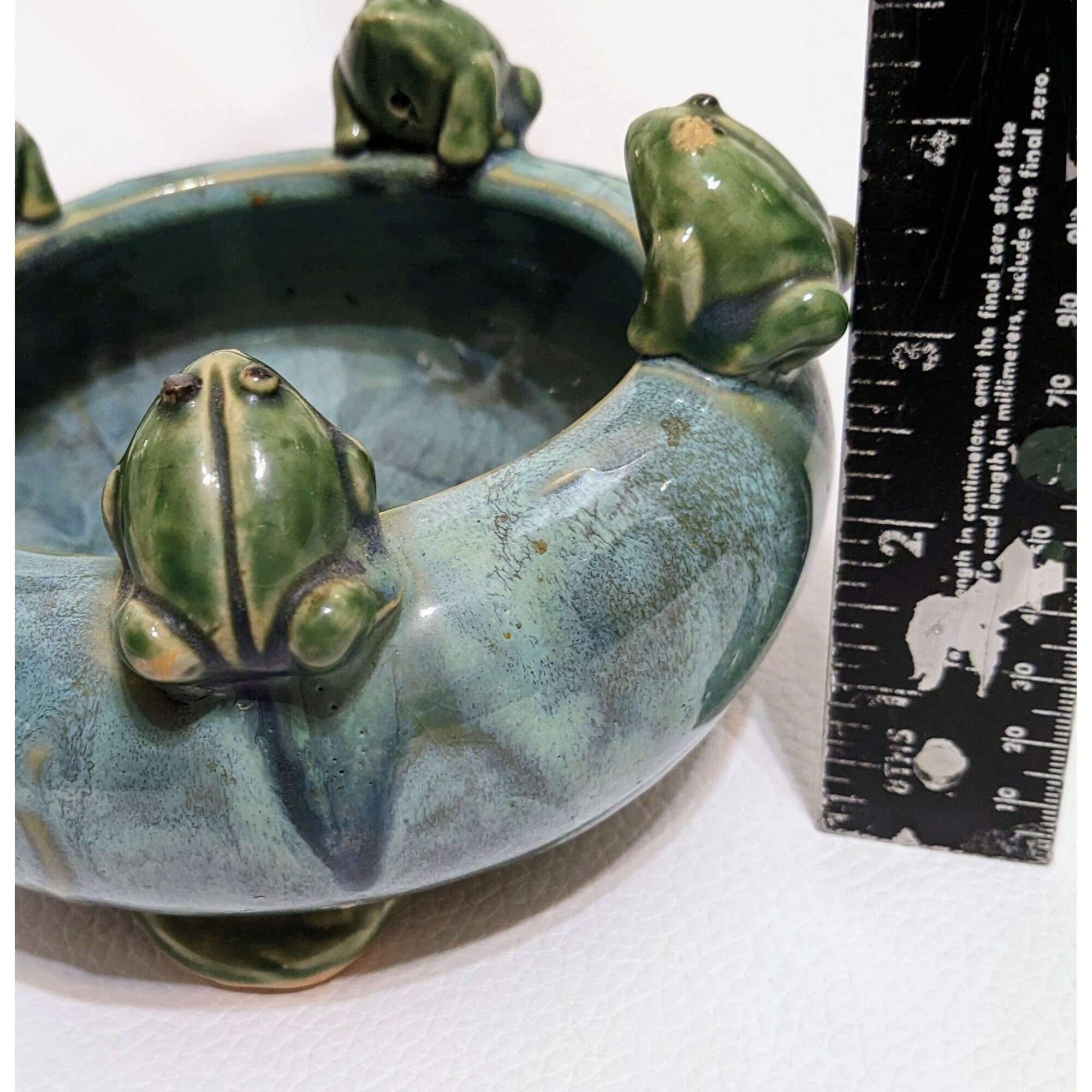 Vintage Glazed Ceramic Bowl/planter/pot 5 Frogs in a Pond Etsy