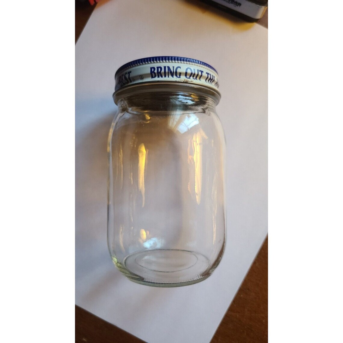 Hellmann's Real Mayonnaise Glass Jar Vintage Metal Lid Old Logo 1945 to