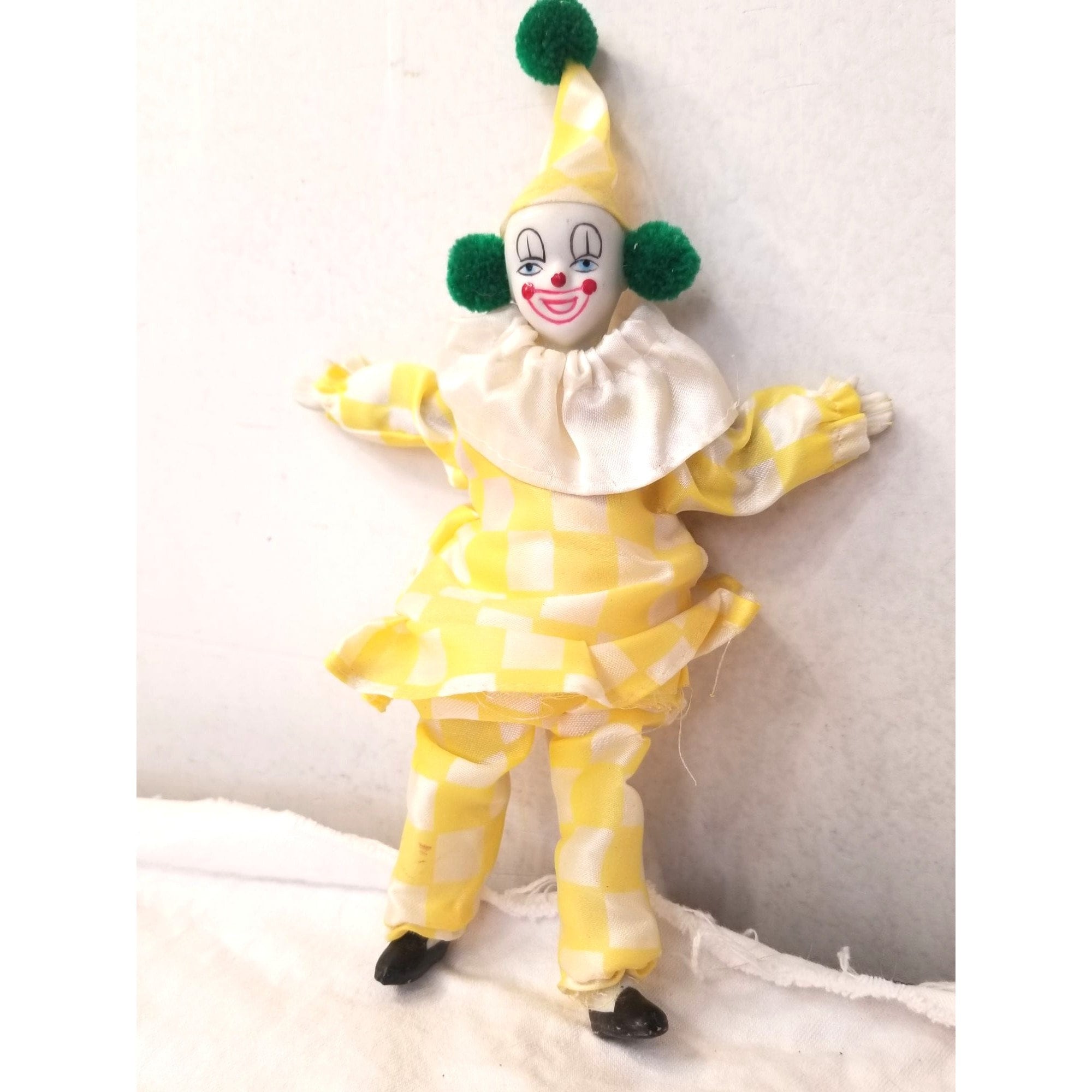 Porcelain Clown World Dolls Two Piece Set Bendable Limbs Circus Figurines