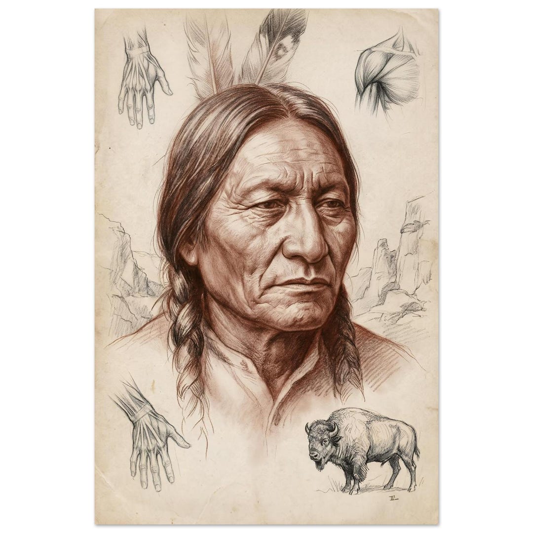Sitting Bull Poster - Historical Native American Study Art Print - Etsy