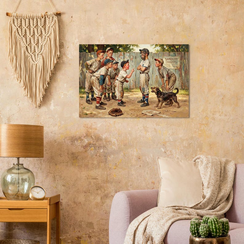Sandlot Baseball Argument Archival Giclée Fine Art Print - Nostalgic Americana zdjęcie 17