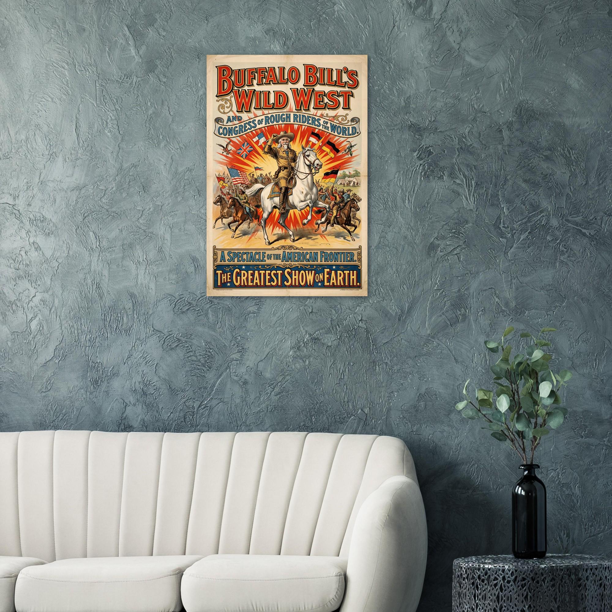 Buffalo Bill Poster - Wild West Show Vintage Style Art Print - Etsy