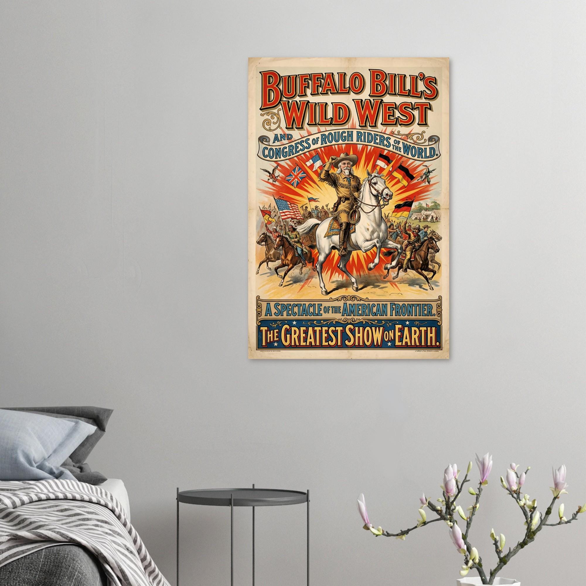 Buffalo Bill Poster - Wild West Show Vintage Style Art Print - Etsy