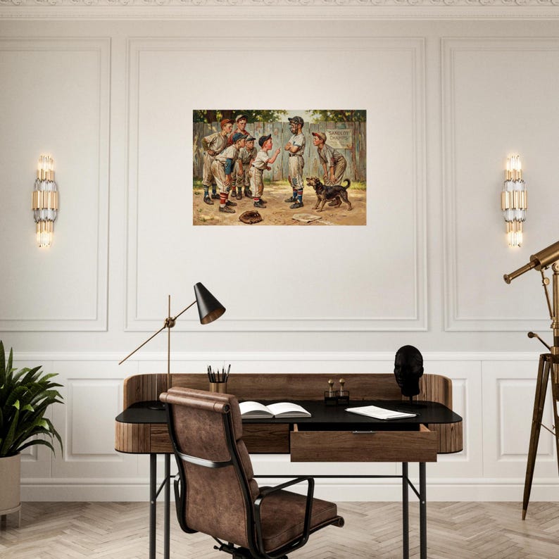 Sandlot Baseball Argument Archival Giclée Fine Art Print - Nostalgic Americana zdjęcie 11