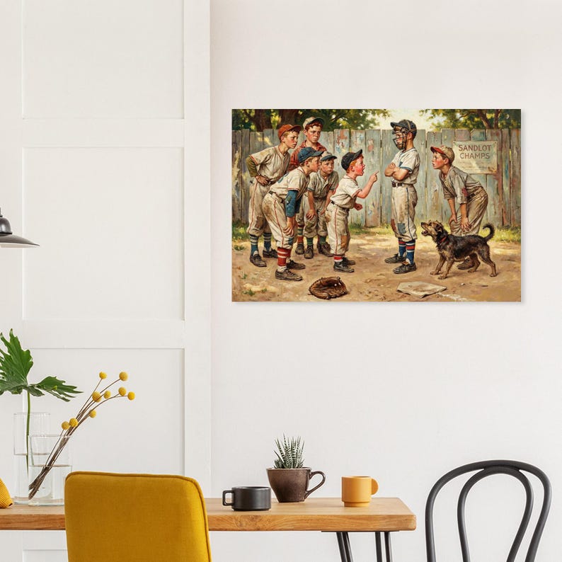 Sandlot Baseball Argument Archival Giclée Fine Art Print - Nostalgic Americana zdjęcie 14