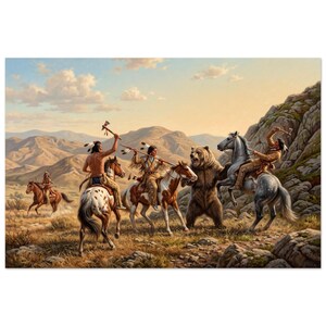 Grizzly Bear Encounter Wall Art - Western Realism Art Print