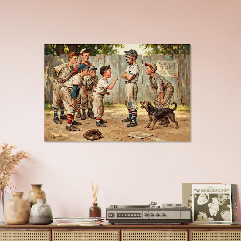 Sandlot Baseball Argument Archival Giclée Fine Art Print - Nostalgic Americana zdjęcie 12
