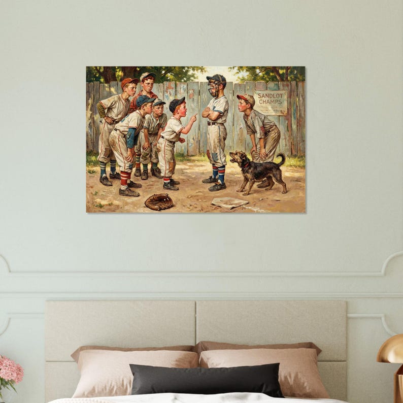 Sandlot Baseball Argument Archival Giclée Fine Art Print - Nostalgic Americana zdjęcie 3