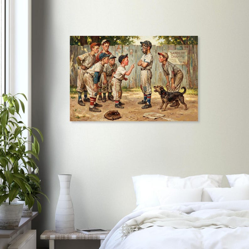 Sandlot Baseball Argument Archival Giclée Fine Art Print - Nostalgic Americana zdjęcie 13