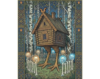 Baba Yaga Hut Slavic Folklore Art Dark Academia Poster