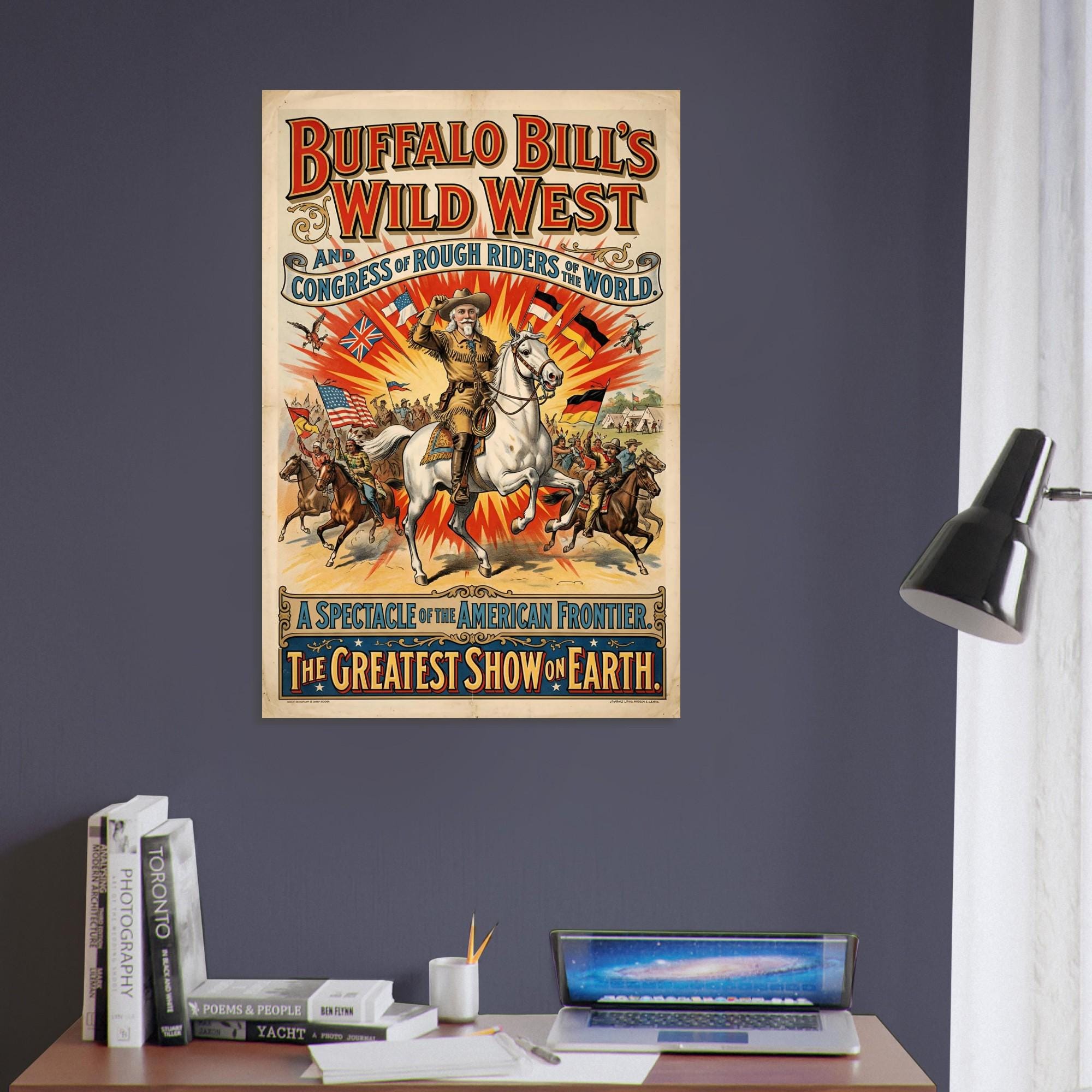 Buffalo Bill Poster - Wild West Show Vintage Style Art Print - Etsy