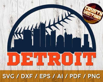 Detroit Inspired Baseball Ball and City Skyline for Printing and Cutting - SVG, AI, PNG, Cricut and more