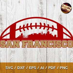 San Francisco voetbalontwerp met skyline | Perfect voor printen, snijden en sublimatie | Svg, Ai, Png, Pdf, Dxf, Eps | Cricut silhouet