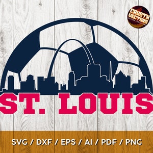Diseño de silueta y balón de fútbol de St. Louis / Perfecto para imprimir, cortar y sublimación - svg, ai, png, eps, dxf, pdf Cricut y Silhouette