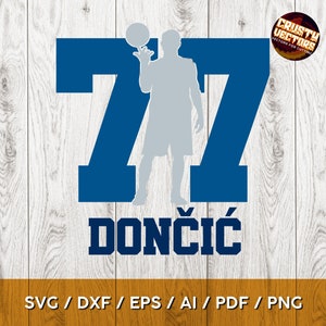 Doncic Dallas Player avec numéro à découper ou à imprimer | svg | IA | EPS | png | dxf | pdf - Cricut, compatible sublimation camée
