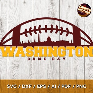 Arte de fan del día del partido de fútbol de Washington con horizonte para imprimir, cortar y sublimación - Svg, Ai, Png, Pdf, Dxf, Eps, Cricut, Silouhette