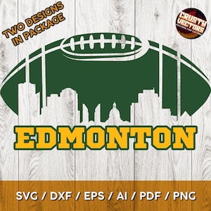 Diseño digital inspirado en el fútbol de Edmonton con horizonte para impresión, corte y sublimación: Svg, Ai, Png, Pdf, Dxf, Eps/Cricut