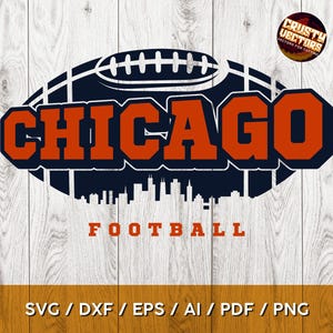 Design Digital de Futebol de Chicago | Esportes | Skyline | para Impressão, Corte e Sublimação | Svg, Ai, Png, Pdf, Dxf, Eps, Cricut, Silouhette