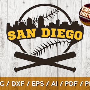 Diseño de logotipo inspirado en el béisbol de San Diego para impresión, corte y sublimación: svg, ai, png, eps, dxf, Cricut y Silhouette