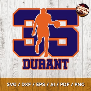Durant Phoenix Player avec numéro à découper ou à imprimer | svg | IA | EPS | png | dxf | pdf - Cricut, compatible sublimation camée