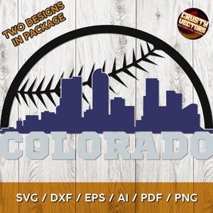 Colorado custom digital baseball design with ball and skyline | Perfect for Printing and Cutting - svg, ai, pdf, dxf, png, eps cricut, cameo