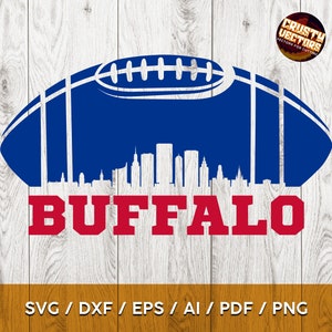Von Buffalo Football inspiriertes Design mit Skyline zum Drucken, Schneiden und Sublimieren & -Svg, Ai, Png, Pdf, Dxf, Eps, Cricut, Silouhette