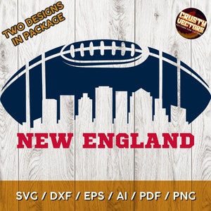 Design de football de la Nouvelle-Angleterre Boston avec ligne d'horizon pour impression, découpe et sublimation - Svg, AI, Png, Pdf, Dxf, Eps | Cricut, Silhouette