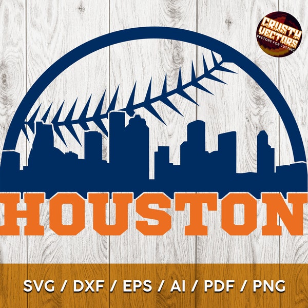 Houston Baseball Ball and Skyline Fan art Design for Print, Cutting and Sublimation - svg, pdf, ai, png, eps, dxf, Cricut and Silhouette