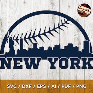 Diseño de logotipo de fanático de la silueta y la pelota de béisbol de Nueva York para impresión, corte y sublimación: svg, ai, png, eps, dxf, pdf, Cricut y Silhouette