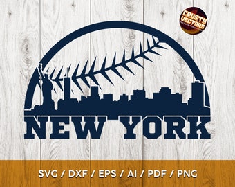 New York Baseball Ball and Skyline Fan Logo Design for Print, Cutting and Sublimation - svg, ai, png, eps, dxf, pdf, Cricut and Silhouette
